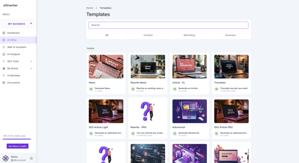 Dashboard AI Writer