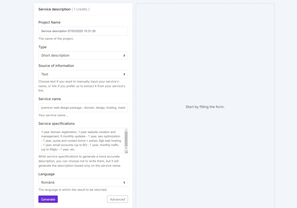 Service Description Template